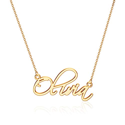 Olivia Necklace Personalized, 14K Gold Filled Olivia Name Necklace Dainy Nameplate Necklace Jewelry Gifts for Women Little Girls Teens Bridesmaid Mother Wife Daughter Sister Friend Girlfriend