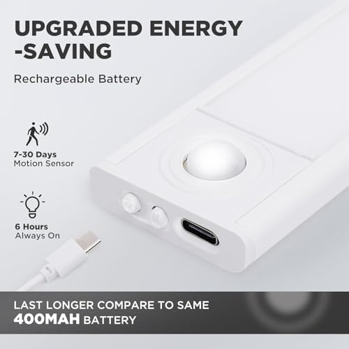 Image of Under Cabinet Lighting, 36 LED Rechargeable Battery Operated Motion Sensor Light Indoor, Wireless Under Counter Lights for Kitchen, Stairs (4, 8inch)