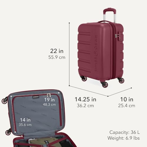 Image of SWISSGEAR Signature Hardside Expandable Carry-On Spinner & Mini Weekender Tote Set, ABS Construction, TSA-Friendly Lock, Merlot, 2-Piece Set (19-Inch /Mini Weekender Tote)