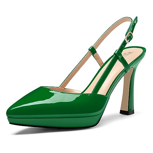 TNYNFBEB Womens Stiletto High Platform Heel Pointed Toe Pumps Ankle Strap Slingback Buckle Wedding Cute 3.9 Inches Heels