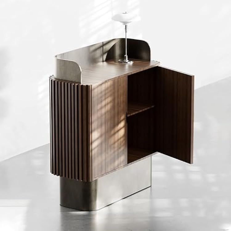 Stainless Steels Modern Reception Table with Storage, Front Counter Table Checkout Table Retail Counter for Reception Room Lobby Shop