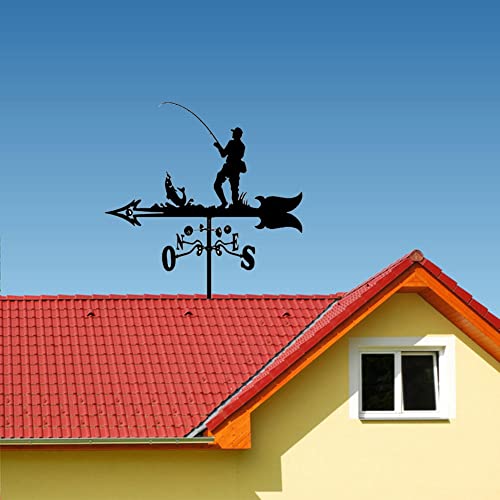 Garden Wind Vanes,Retro Weather Vane,Rooftop Wind Vanes,Outdoor Weather Vane Decoration,Wind Direction Indicator,Wind Vane Garden Patio Decoration (Color : Fishing, Size : 55Cn*33Cm) #TOP6