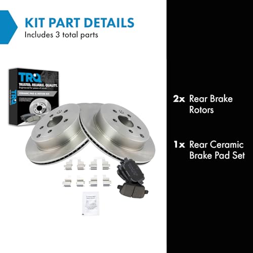 Image of TRQ Rear Brake Pad and Rotor Set Ceramic Vented Rotors | For 2008-2012 Land Rover LR2
