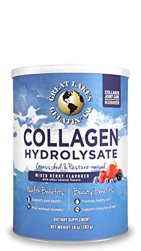 Great Lakes Gelatin, Collagen Hydrolysate, Mixed Berry Flavored Beef Protein, Kosher, 10 Oz Can