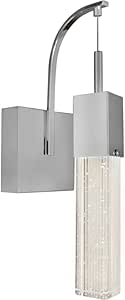 ET2 E22760-89PC Fizz III Rectangular Bubble Glass Cube LED Wall Sconce, 1-Light 8 Watt, 15" H x 5" W, Chrome