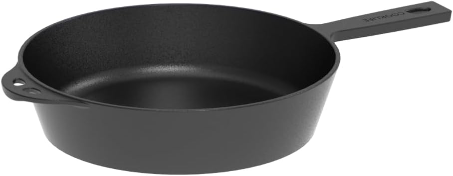 COOKLIFE 10 Inch Lightweight Pre-Seasoned Cast Iron Skillets with Handle Cover - Smooth Polished Surface, Easy to Clean Cast Iron Pan Use in the Oven, on the Stove or Grill, Over a Campfire