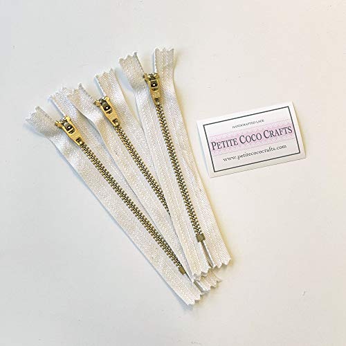 Petitecococrafts Dyeable Unbleached Metal Jean Zipper 6Pcs/Pack (Made In Korea) 4", 5", 5.5", 6", 6.5", 7" (5 Inch) #TOP4