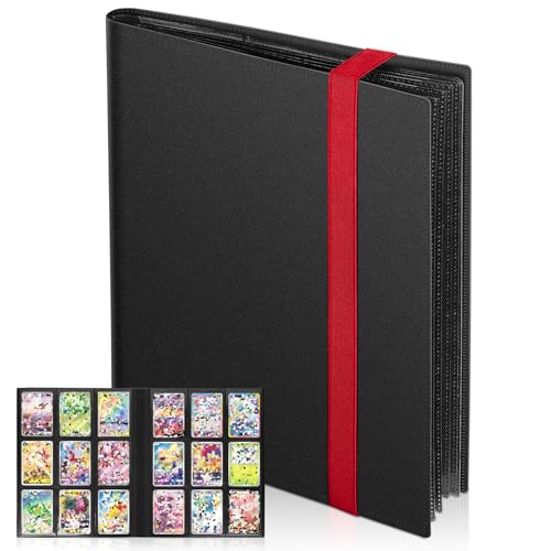 Euqvunn Classeur de Cartes à Collectionner, 24 Feuilles 432 Pochettes Classeur Cartes, Livre Carte à Insertion Latérale, Album Carte à Rangement Recto-verso, Card Binder pour TCG et Sportives(rouge)