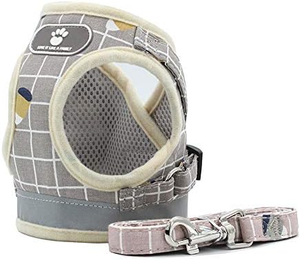 BLEVET Dog Puppy Vest Harness Adjustable Dog Lead Chest Breathable Walking Leash for Small Cat MZ083