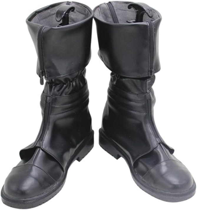 Black Mid-Calf Zipper Cosplay Boots Japanese Style Footwear for Anime Role Play Comic Con Halloween Costume Accessory