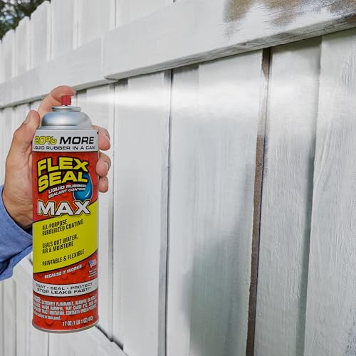 Flex Seal MAX, 17 oz, 2-Pack, Black, Stop Leaks Instantly, Waterproof Rubber Spray On Sealant Coating, Perfect for Gutters, Wood, RV, Campers, Roof Repair, Skylights, Windows, and More