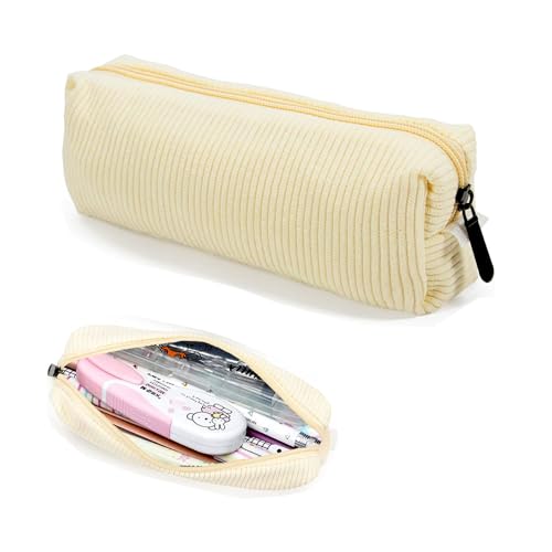 Viechoes Beige etui, corduroy etui, cosmeticatas, effen etui, pennenetui, meisjesetui, schooltas, schrijfwaren, etui esthetisch, Beige, school