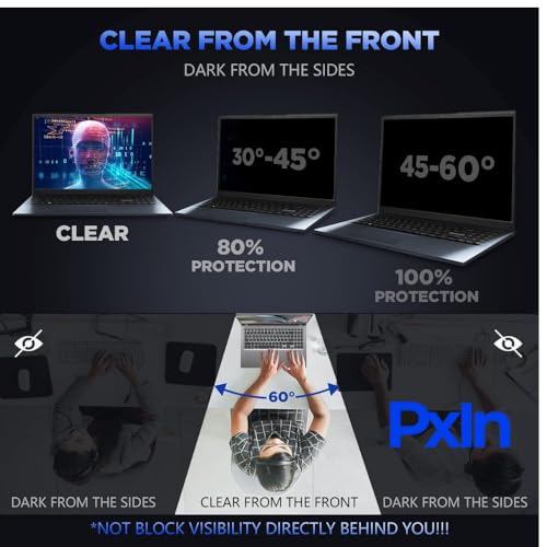 Image of PxIn 14 Inch (4:3) Laptop Privacy Screen with OptiCare Vision Layer | Anti-Glare | Anti UV & Blue Light | Confidential View | Laptop Privacy Filter