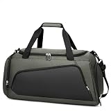 ABOHU Bolsa Deporte Mujer y Hombre, Bolso de Gimnasio con Compartimento para Zapatos y Humeda, Grande Bolsa de Viaje con Múltiples Bolsillos, para Deportivo la Natación Duffle Bag, Gris