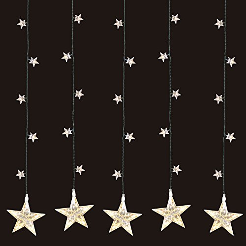 Multistore 2002 LED Sternenvorhang 105x100cm mit 100 LEDs warmweiß, weihnachtlicher Lichtervorhang Lichterkette Cover
