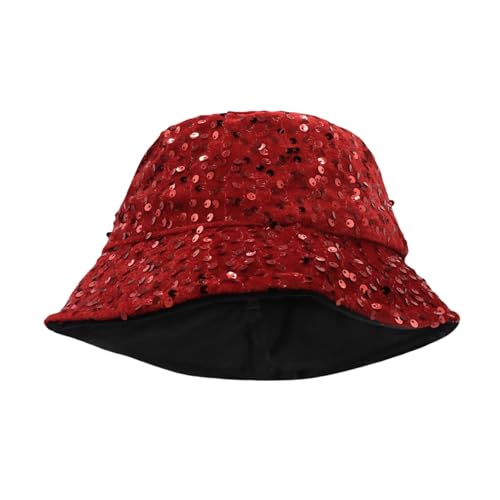 RARITYUS Sparkly Sequin Bucket Hat for Women Girls Glitter Velvet Warm Winter Hats Fleece Lined Cold Weather Hats