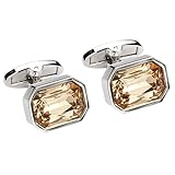 Dannyshi Mens Crystal Cufflinks Dark Blue, Grey, light yellow Shirt cuff links with G ift Box (cryst