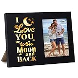 Fanhostco 4 x 6 Wood Love Picture Frame for Couples - Black I Love You to The Moon and Back Photo Frame, Couples Gifts Love Gifts Light Up