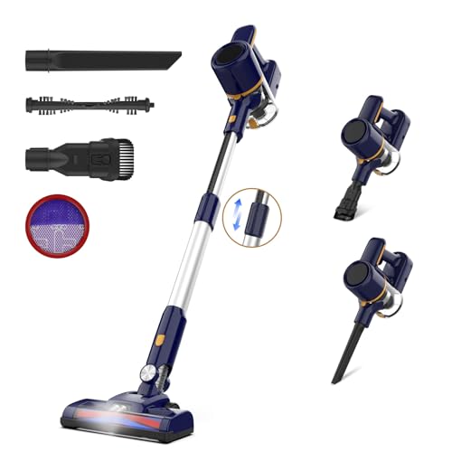 Powaert N7S Cordless Vacuum Cleaner, 6-in-1 Multifunction Cordless Vacuum, 210W Powerful Vacuum Cleaner, 6 Cell 2200mAh Stick Vacuum Cordless Rechargeable for Home (Deep-Blue)