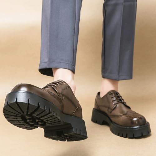 Dress Oxford Formal Shoes for Mens Lace-up Height Increasing Leather Prom Non Slip Block Heel Business4