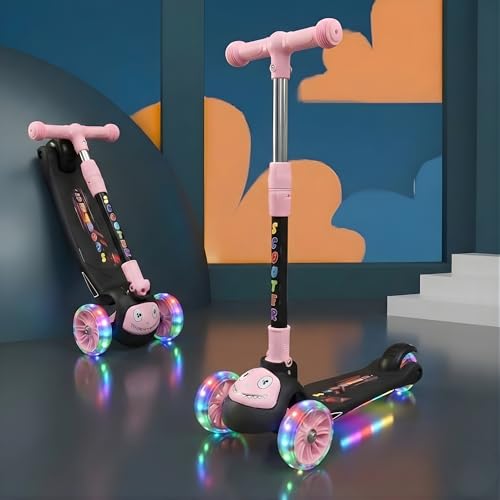 Image of Crackles Foldable Kick Scooter for Kids with LED Light Wheels | Skating Cycle Style Scooter with Adjustable Handle & Foldable Design Lightweight Ride-On Toy for Boys & Girls Outdoor Toy