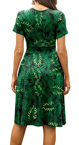 Image of WEACZZY Women's Summer Short Sleeve Casual Dresses V-Neck Floral Party Dress with Pockets