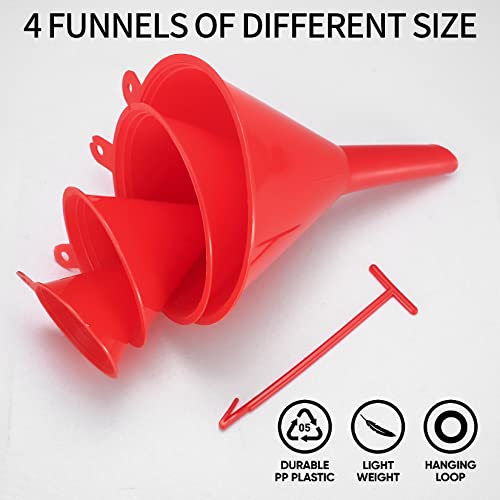 XhjzgcTec 8 Pcs Plastic Funnel Set, Oil Funnels for Filling Bottles or Containers, Multipurpose Wide Mouth Funnels for Kitchen/Laboratory/Garage/Car Liquids/Oil/Dry Goods/Bottles/