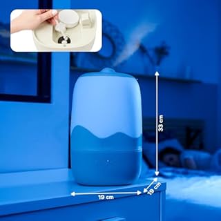 Babymoov Wave 3-in-1 Baby Humidifier, Easy Cleaning, Top Fill, XL Capacity for Large Bedroom and Nursery, Night Light & Essential Oil Diffuser (Baby Registry Essential)