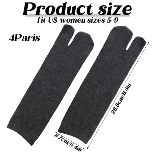TIESOME 4 Pairs Tabi Split Toe Flip Flop Socks for Men Women Low-Cut Stretch Comfort Crew Socks