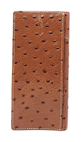 Western Men's Cow Fur Genuine Leather Ostrich Rodeo Bifold Wallet in 2 Color (Brown)3