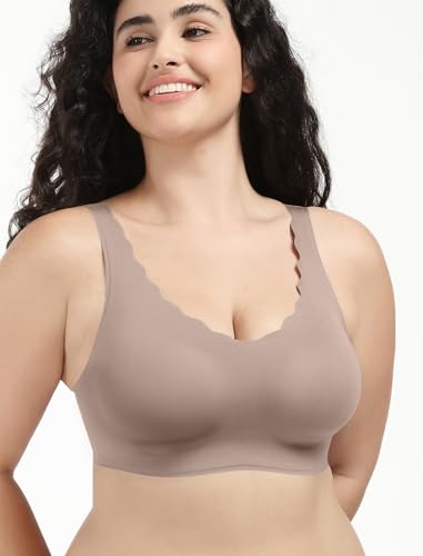 Image of COMFELIE Wireless Bra Seamless Comfort Everyday Bra for Women, Breathable Seamless Bra with Scallop Edges