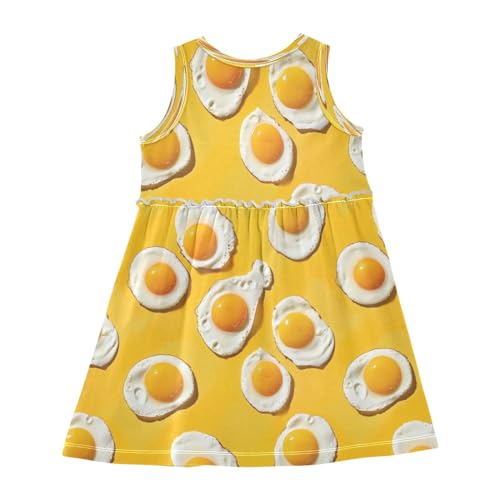 ALAZA Fried Egg Yellow Girls Toddler Casual Dress for Summer Sleeveless Dresses Sundress 2-8 Years2