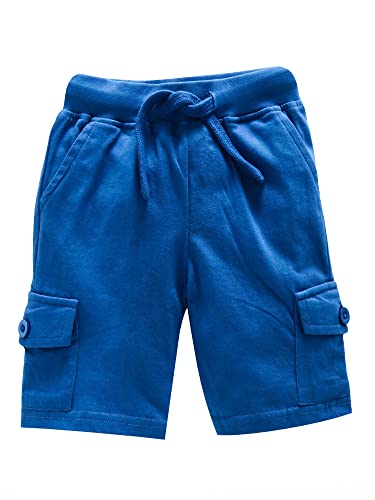 Image of KiddoPanti Boys Knit Solid Cargo Shorts | 100% Cotton | Comfortable Rib Waistband | 2 Front Pockets & 2 Cargo Pockets | Sport Bermuda Half Pant for Boys