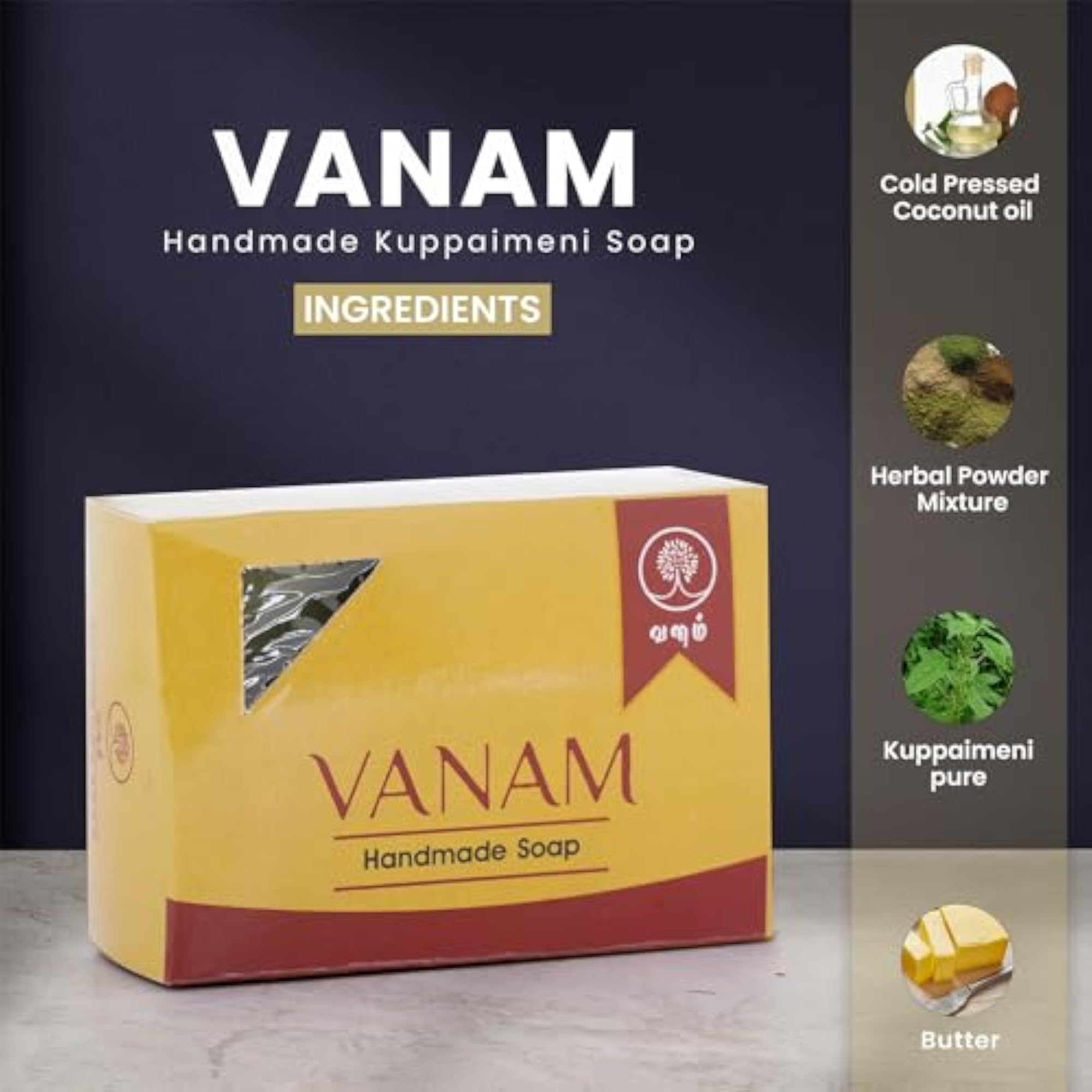 Handmade Herbal Kuppaimeni Cold Pressed Bath Soap, Pack of 8
