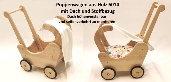 Puppenwagen Pink aus Holz | Höhenverstellbar | Lauflernwagen für Kinder ab 2 Jahren – Bild 8