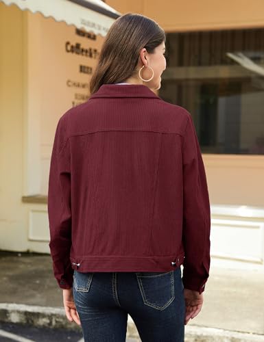 YUCOLEN Women's Corduroy Jacket Shacket - Trendy Cropped Button Down Coat Dressy Long Sleeve Shirts Casual Tops Outfits 20254