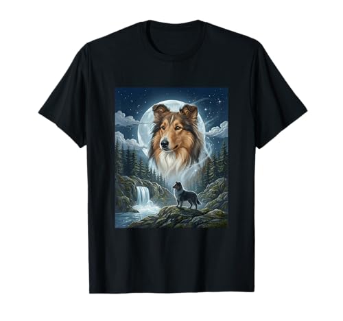 Rough Collie Howling to The Moon Meme Funny Dog Lover T-Shirt