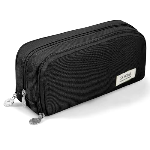 OFFCUP Pencil Case for Large Capacity Black Stationery Pencils Case Bag, Durable Shell Pen Maker Pencil Pouch