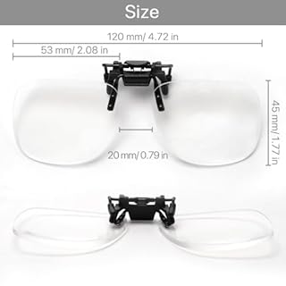 Reading Glasses Clip On, Flip Up Over Width Magnifying Reading Glasses Magnifiers Lenses Readers Unisex