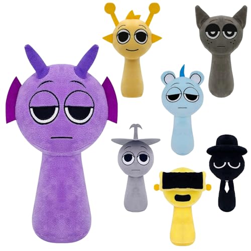 DHINCHANSAIB Sprunki Plush - Peluches Sprunki Wenda y Gris de 25,4 cm, suaves y divertidos peluches para cumpleaños de fans y amigos (morado) DHINCHANSAIB Sprunki Plush - Peluches Sprunki Wenda y Gris de 25,4 cm, suaves y divertidos peluches para cumpleaños de fans y amigos (morado)
