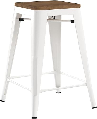 Miniatura 32 de Changjie Furniture Juego de 4 taburetes de bar con asiento de madera, taburetes de bar sin espalda, taburetes de bar industriales de altura de