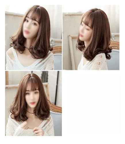 Perruque avec frange courte bouclée, extensions de cheveux ondulés naturels pour femme - 4