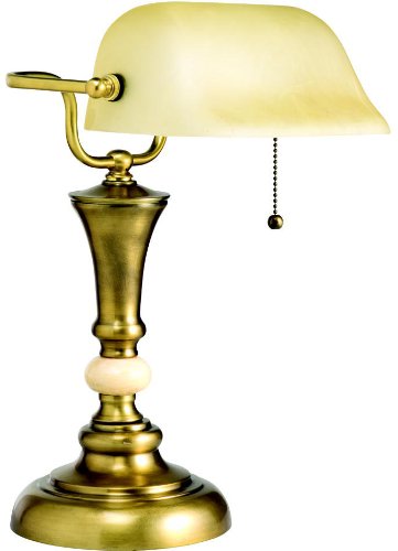 Kichler 70651 Kirketon 16-Inch Portable Desk Lamp, Aged Brass and Faux Marble Accent with Champagne Alabaster Glass