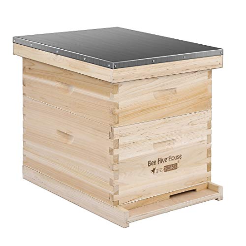 VIVOHOME Wooden 20 Frames Langstroth Honey Bee Hive Box with Metal Roof