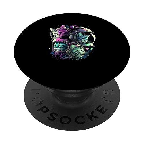 Astronaute Cat Space Cat Galaxy Chaton PopSockets PopGrip Interchangeable