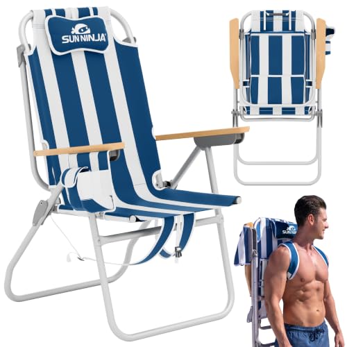 Image of SUN NINJA Folding Beach Chair for Adults with 17 inch seat Height - 1pc