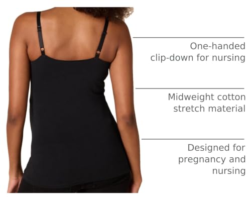 Amazon Essentials Women's Maternity Nursing Camisole with Adjustable Straps and Built-in Shelf Bra, Pack of 2, Black Stripe, X-Large by Amazon Essentials - Image 4