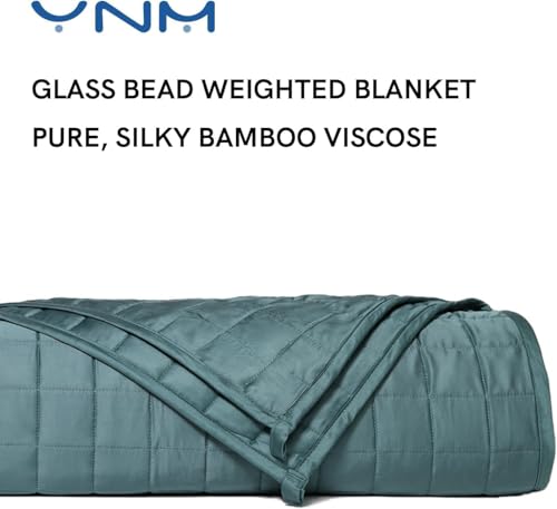 Image of YnM Exclusive Cooling Weighted Blanket, Bed Blanket for One Person of 160lbs, Ideal for Queen /King Bed (60x80 Inches, 17 Pounds, Sea Grass)