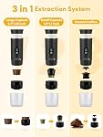 Upgraded 3-in-1 Portable Espresso Machine with LED Display:20 Bar Real-Time Temperature&Battery Indicator–Portable Coffee Maker Compatible with Ground Coffee & Capsules(Black