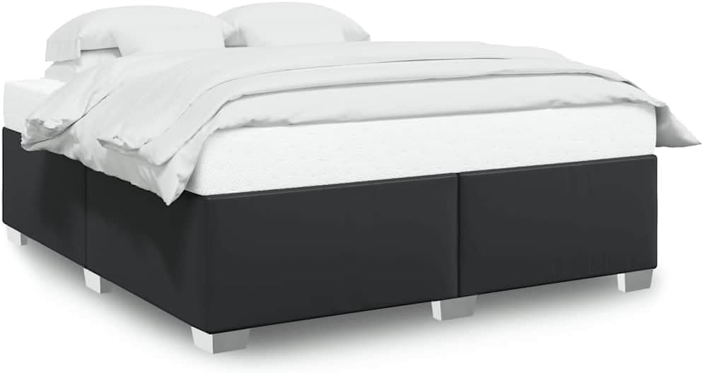 Black California King Bed Frame Sturdy Platform Foundation with slatted Mattress Support, Durable Heavy-Duty Plywood and Pine Wood Construction, Modern Minimalist Bedroom Furniture